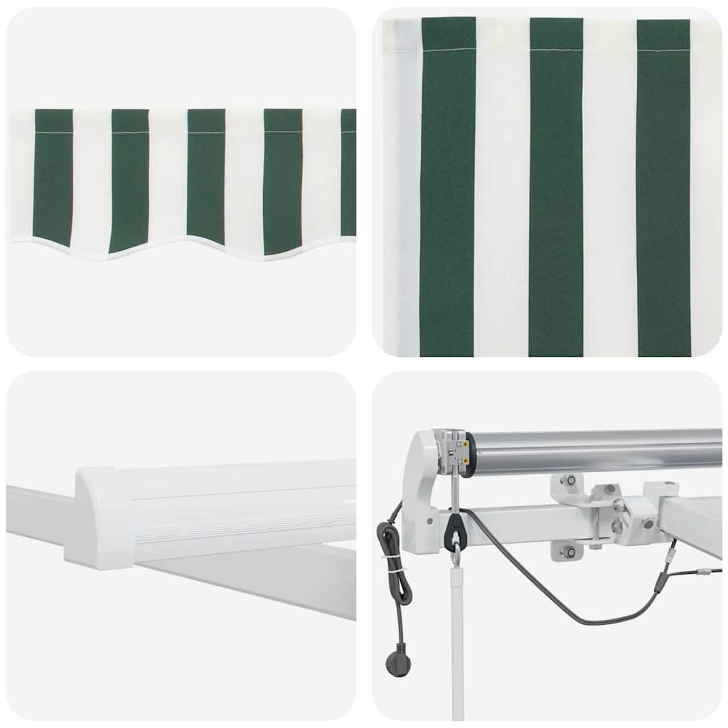 Inklapbaar Zonnescherm Groen en Wit 500 × 350 cm – afbeelding 10