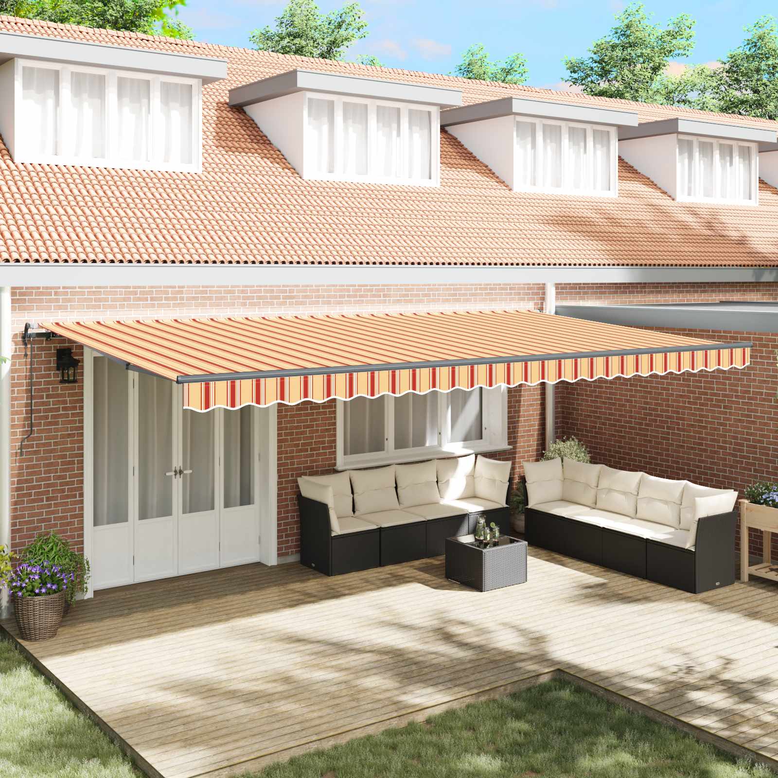 Uitschuifbare luifel Geel en Oranje 600 × 300 cm