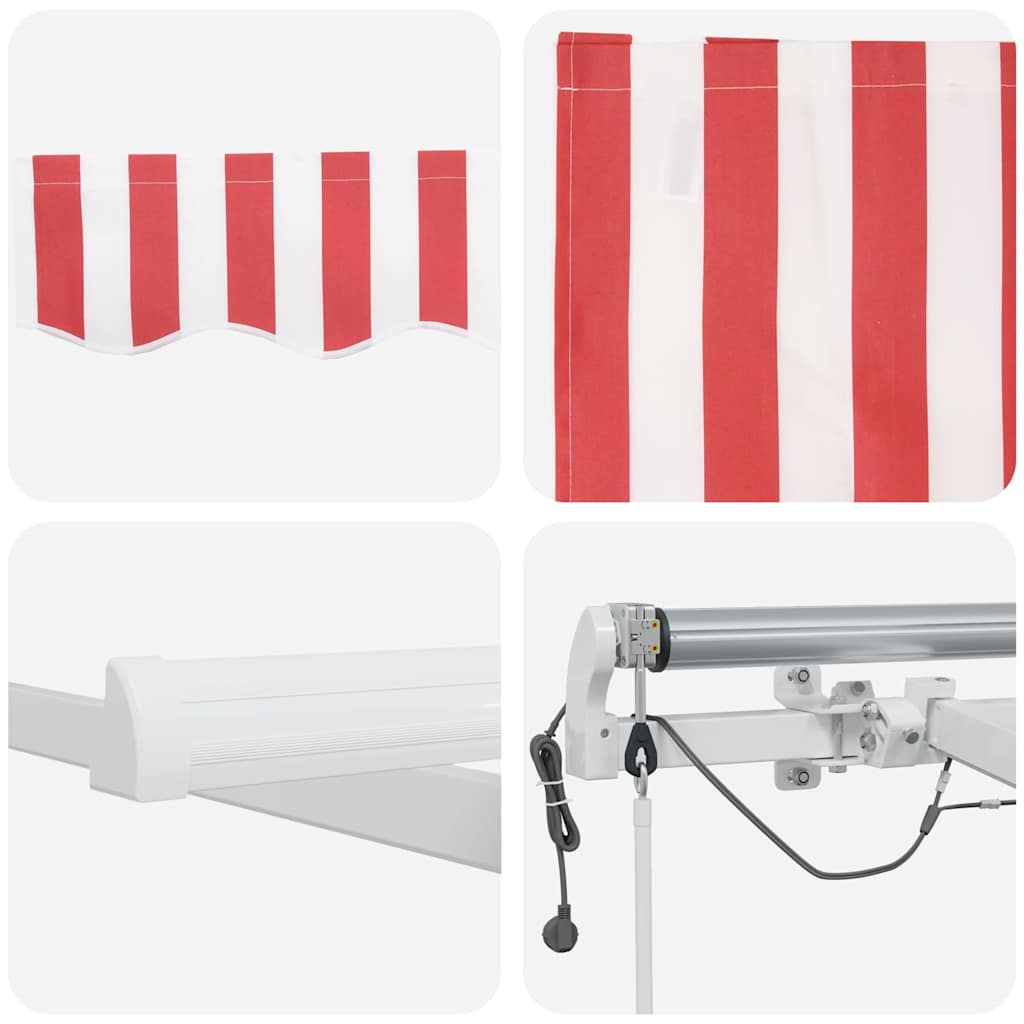 Inklapbaar Zonnescherm Rood en Wit 600 × 300 cm – afbeelding 10