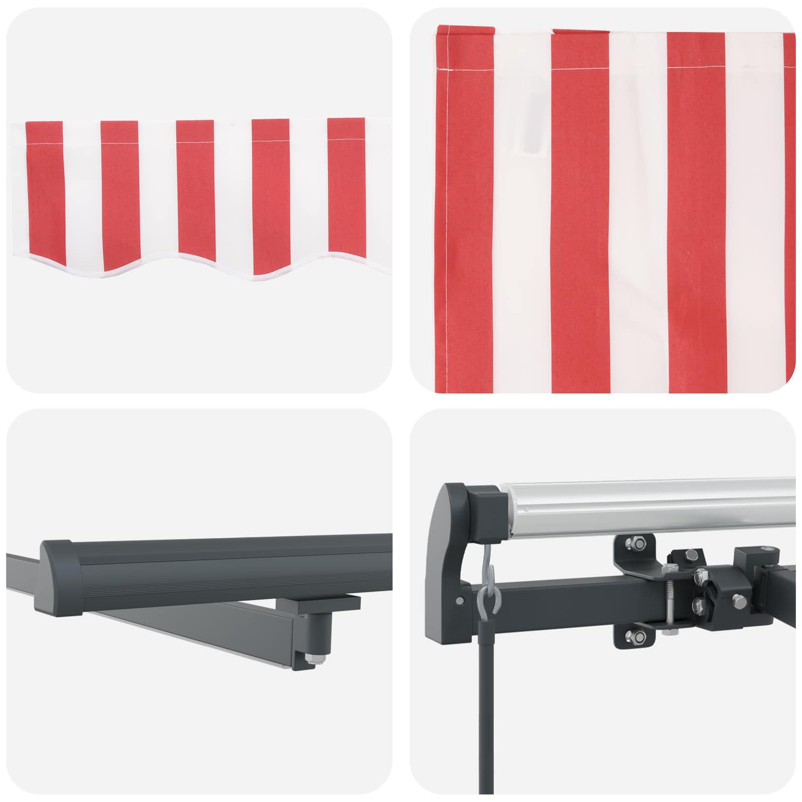 Inklapbaar Zonnescherm Rood en wit 600 ×300 cm Stof – afbeelding 10