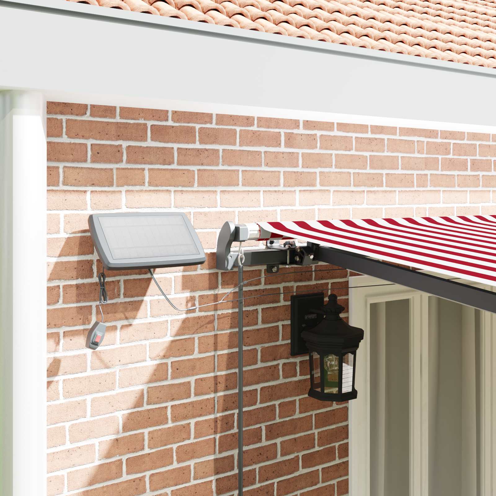 Inklapbaar Zonnescherm Rood en wit 600 ×300 cm Stof – afbeelding 4