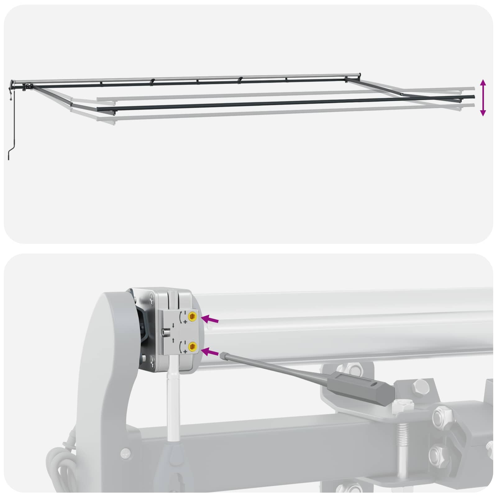 Inklapbaar Zonnescherm Wit 600 × 300 cm Stof en Aluminium – afbeelding 10