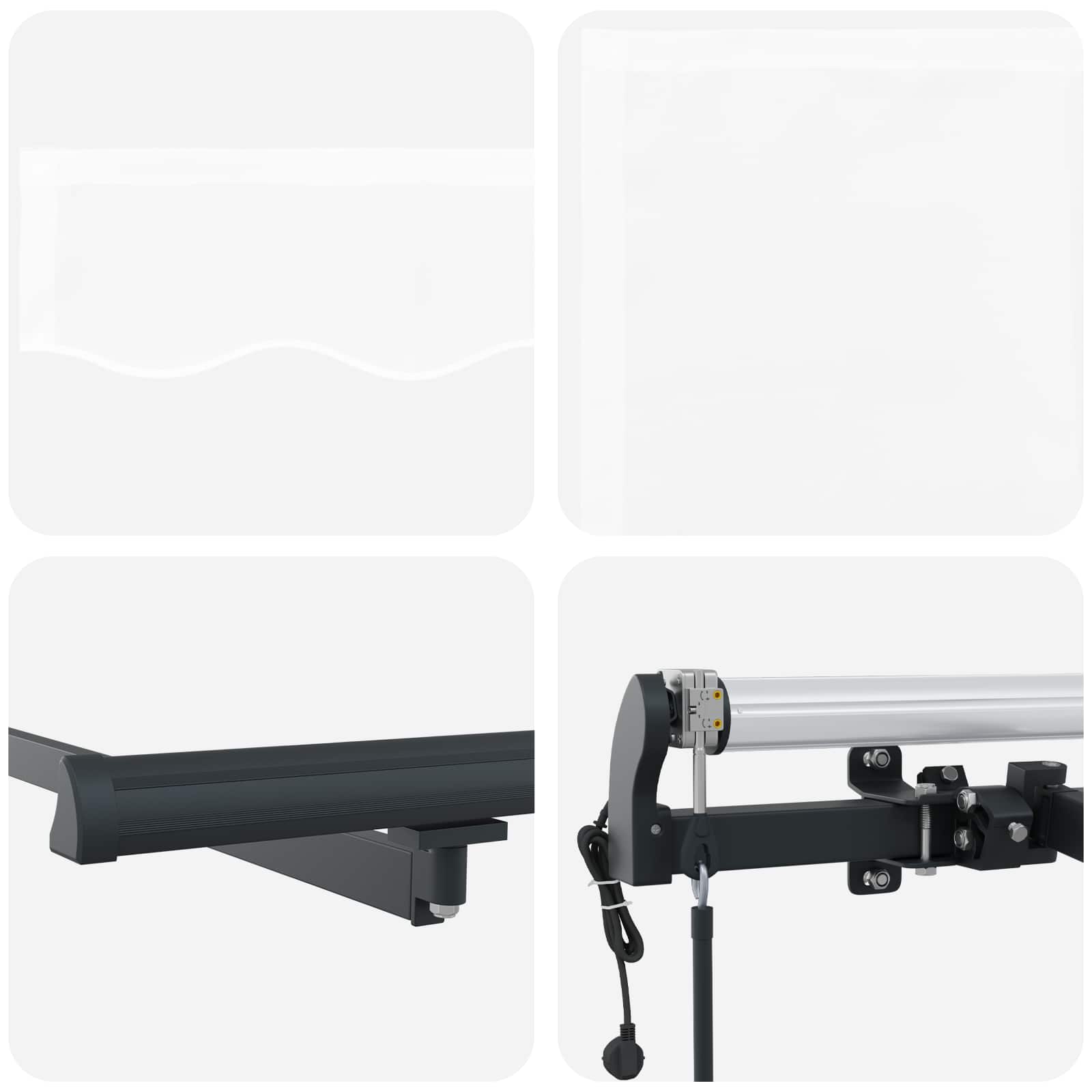 Inklapbaar Zonnescherm Wit 600 × 300 cm Stof en Aluminium – afbeelding 8