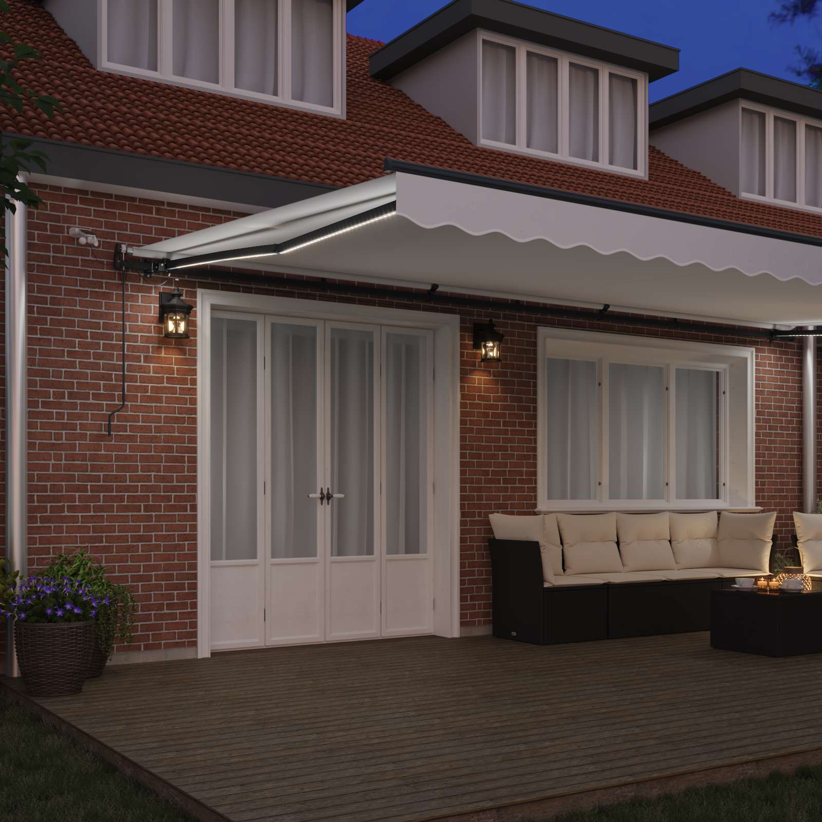 Luifeldoek Wit 600 × 300 cm Polyester – afbeelding 3