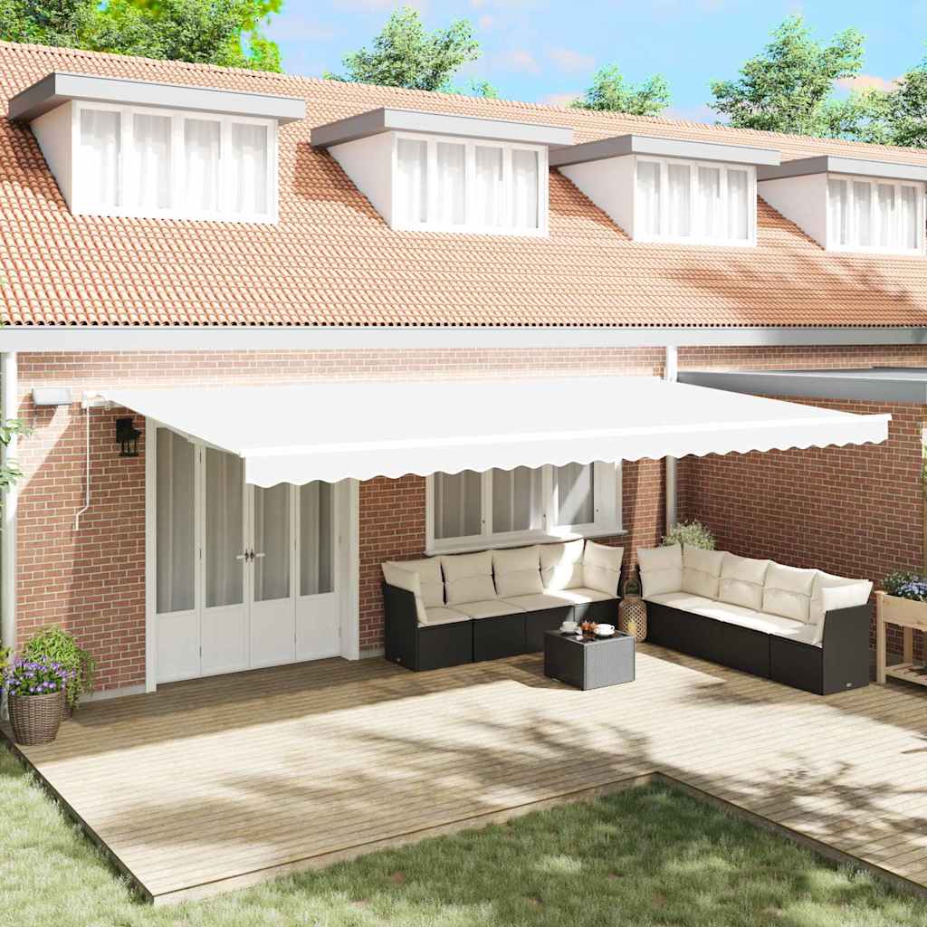 Uitschuifbare luifel Wit 600 × 350 cm Stof en Aluminium – afbeelding 1