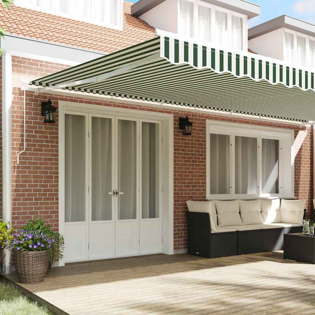 Uitschuifbare luifel Groen en Wit 600 × 350 cm – afbeelding 3