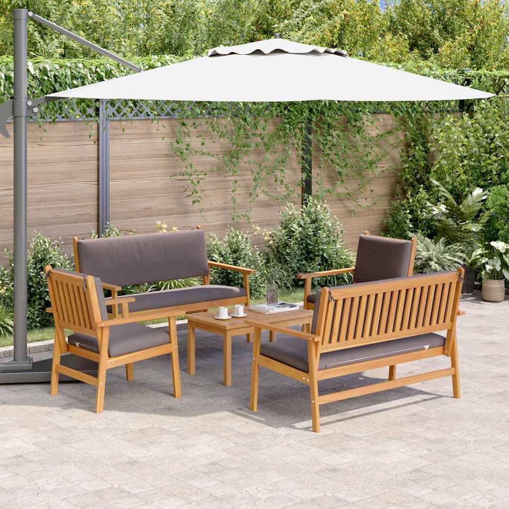 Tuinbankenset 5 pcs Bruin Massief Acaciahout