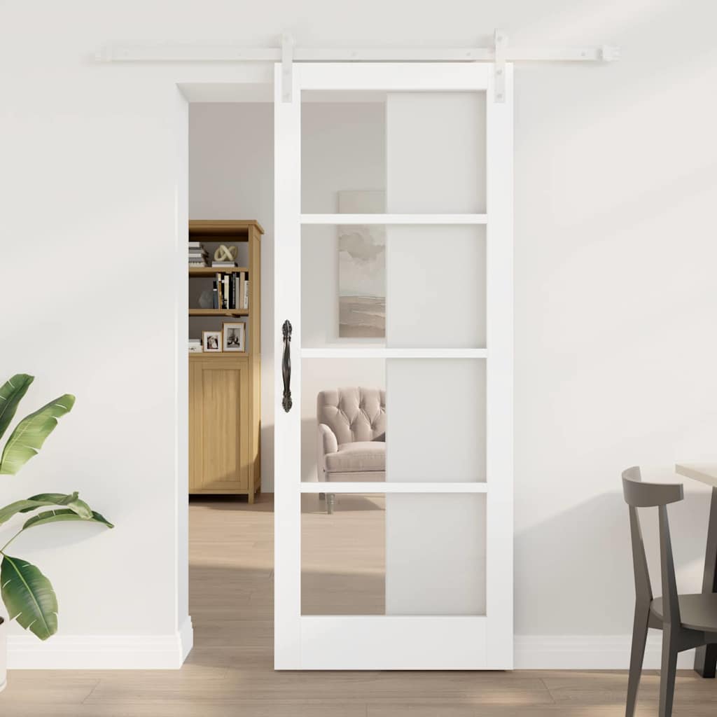 Schuifdeur ORKDAL Wit 83 x 211 cm Massief grenenhout en glas