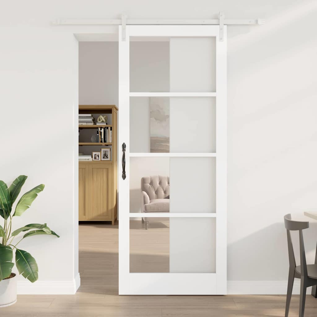 Schuifdeur ORKDAL Wit 93 x 232 cm Massief grenenhout en glas