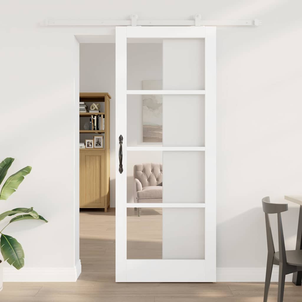 Schuifdeur ORKDAL Wit 83 x 211 cm Massief grenenhout en glas