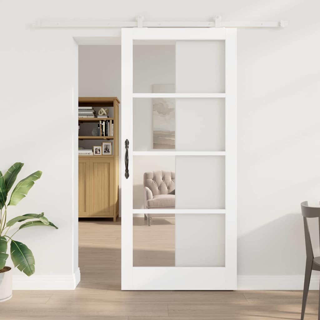 Schuifdeur ORKDAL Wit 93 x 211 cm Massief grenenhout en glas