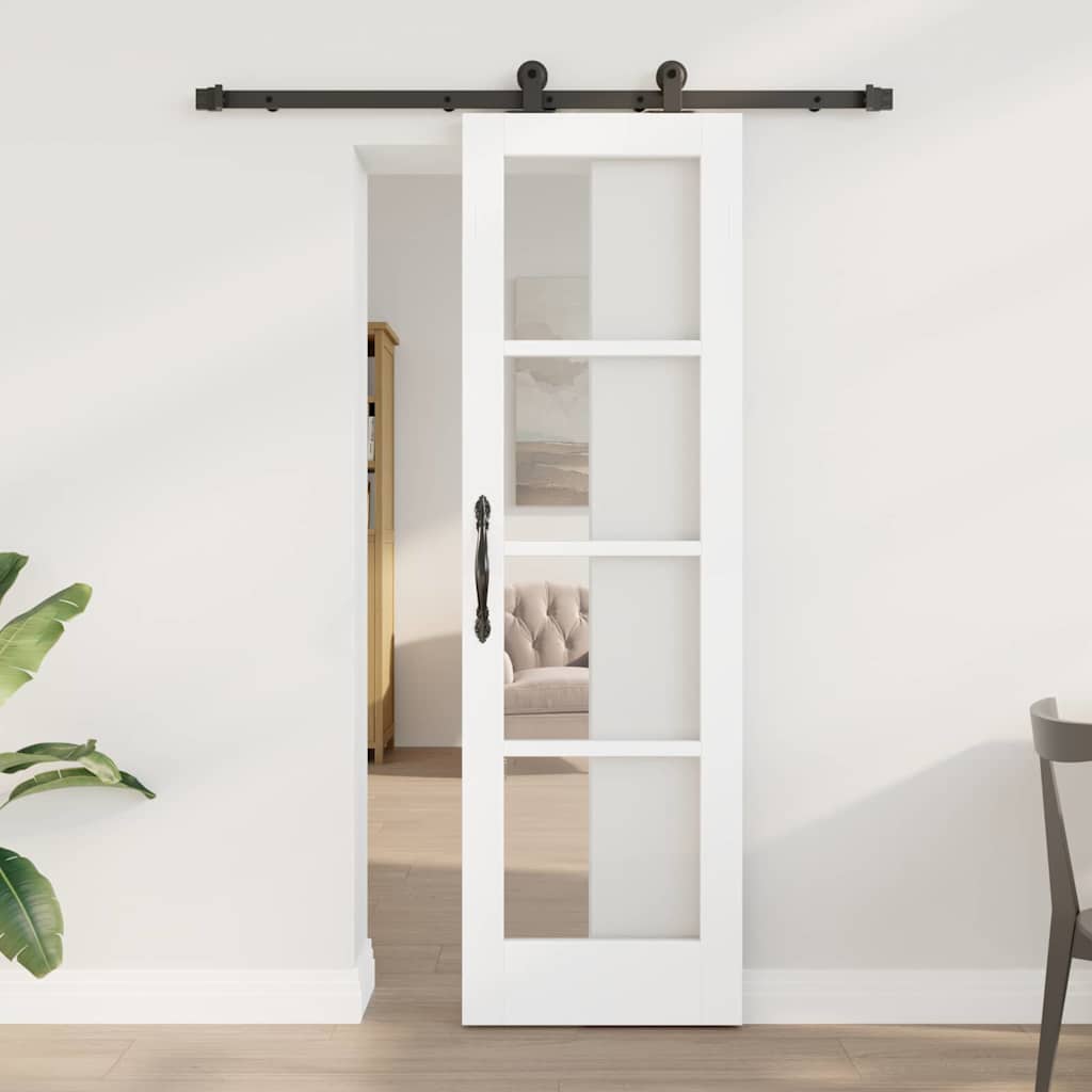 Schuifdeur ORKDAL Wit 61 x 198,5 cm Massief grenenhout en glas