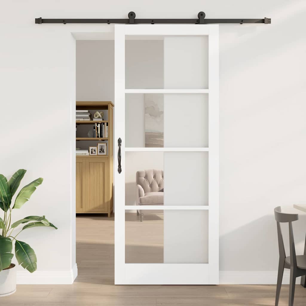 Schuifdeur ORKDAL Wit 93 x 232 cm Massief grenenhout en glas