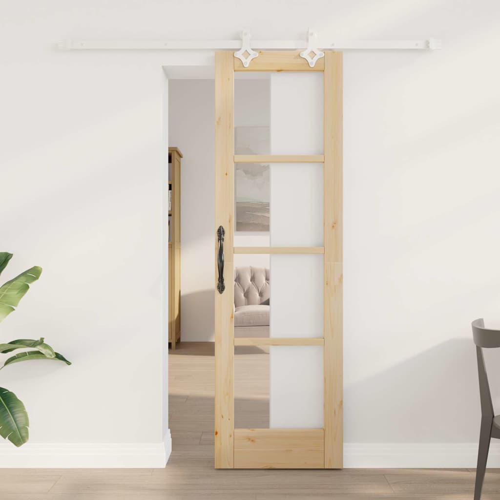 Schuifdeur Naturel 61 x 198,5 cm Massief grenenhout en glas