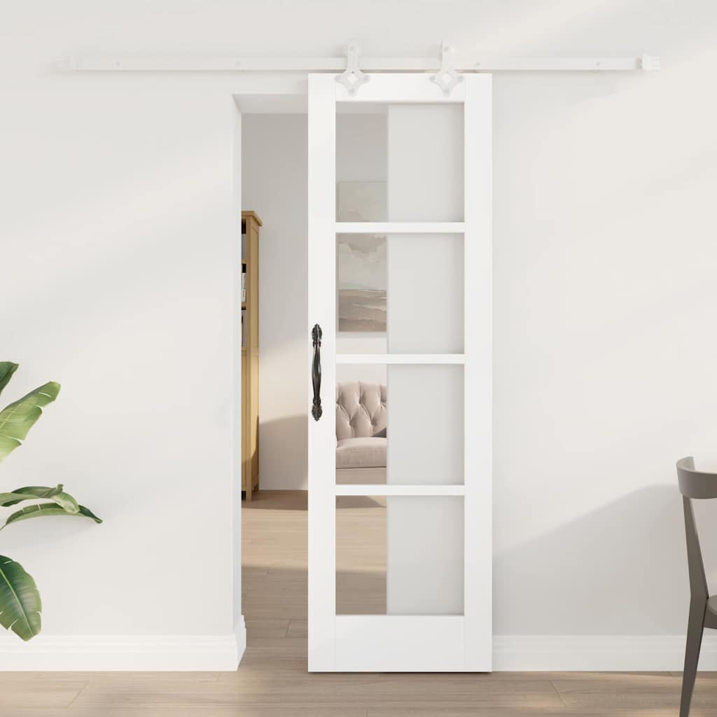 Schuifdeur Wit 61 x 198,5 cm Massief grenenhout en glas