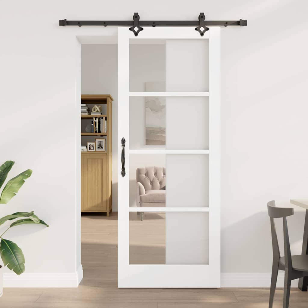 Schuifdeur Wit 83 x 211 cm Massief grenenhout en glas