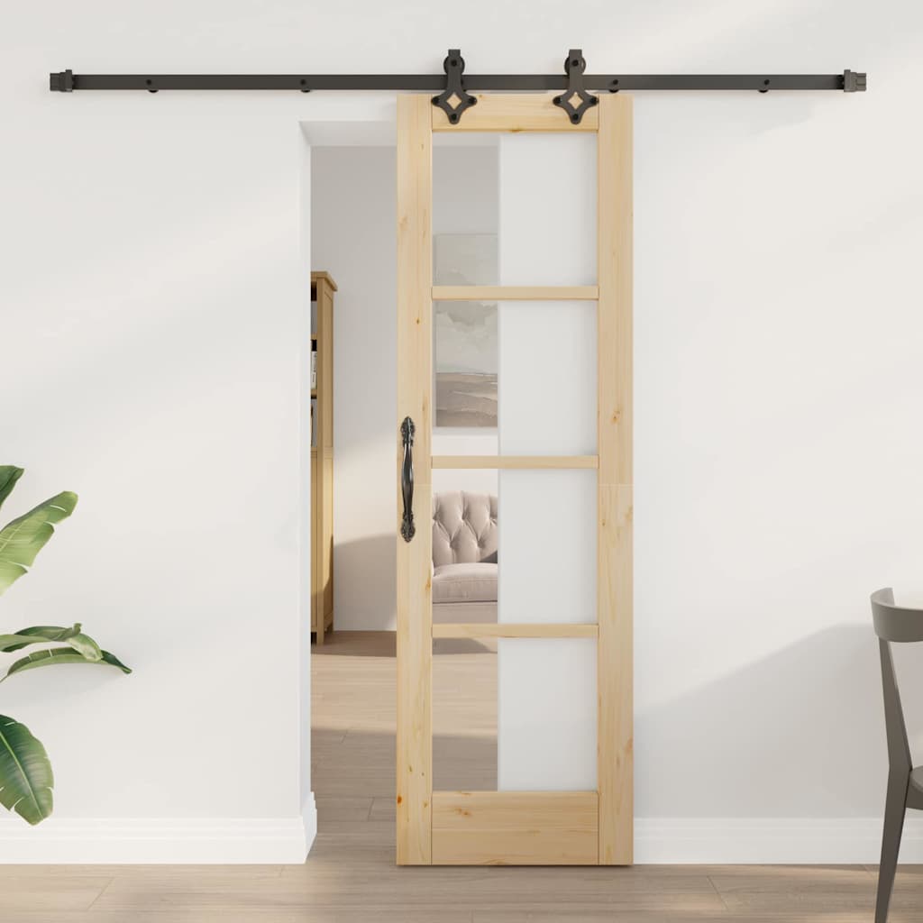 Schuifdeur Naturel 61 x 198,5 cm Massief grenenhout en glas