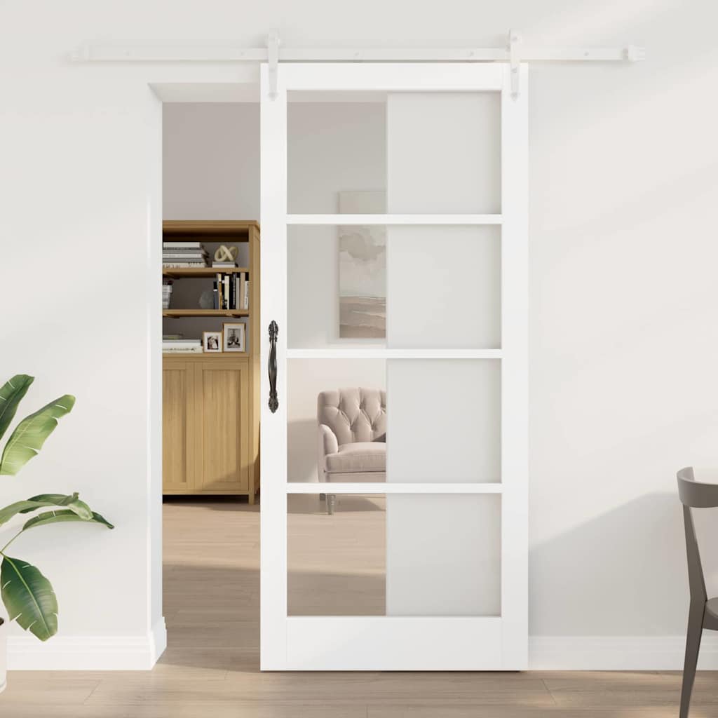 Schuifdeur Wit 93 x 211 cm Massief grenenhout en glas