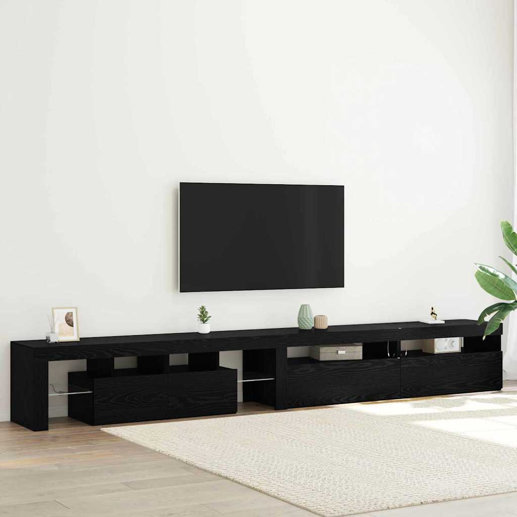 TV-kast 3 pcs Zwart Eiken 290 x 36,5 x 40 cm Bewerkt hout