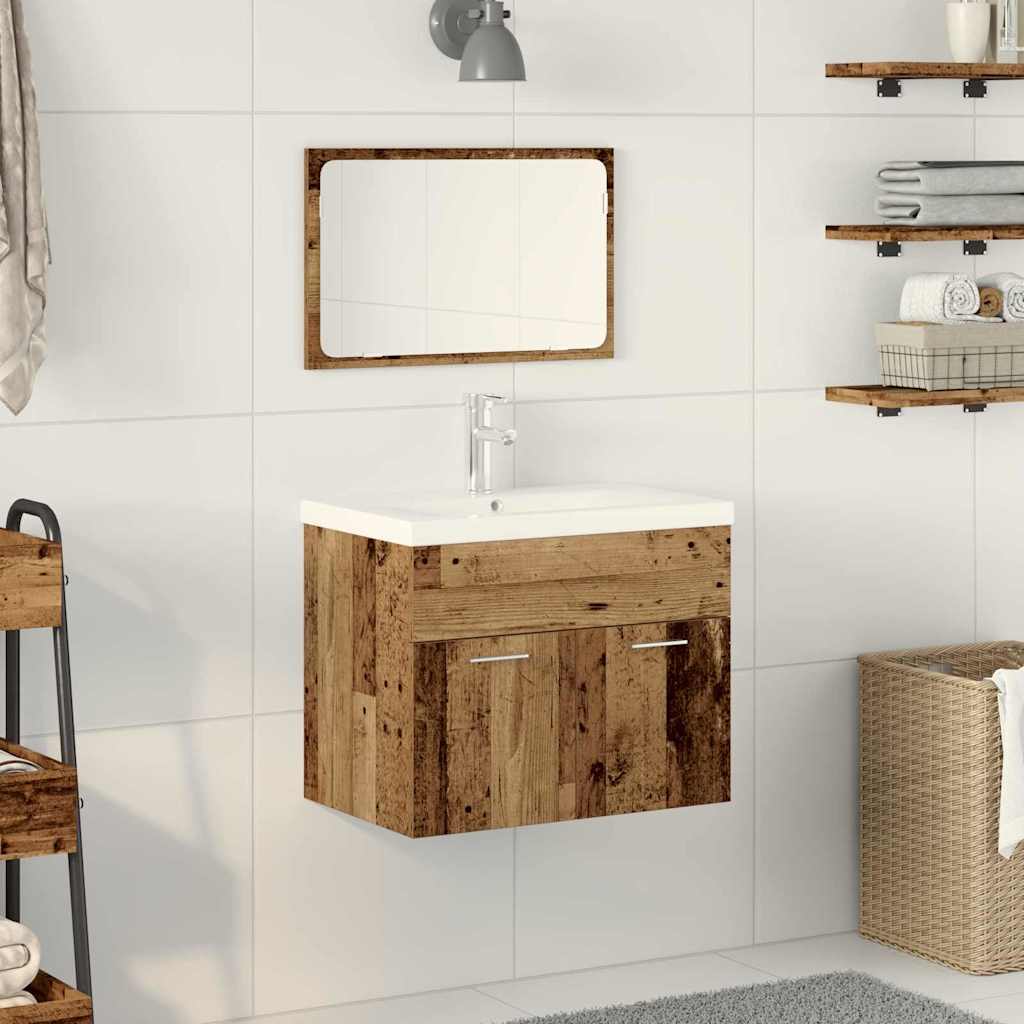 Badkamermeubelset Wandgemonteerd 3 pcs Oud Hout Bewerkt hout