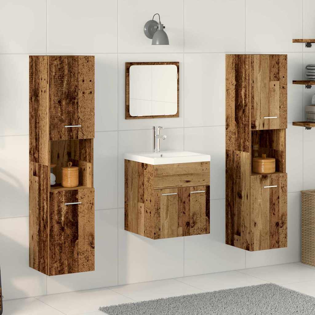 Badkamermeubelset met plank 4 pcs Oudhout Bewerkt hout
