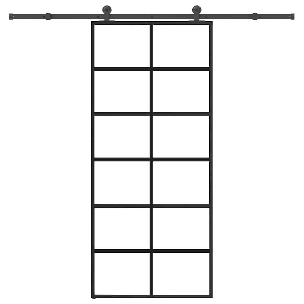 Schuifdeur met beslag 90x205 cm ESG-glas en aluminium – afbeelding 1