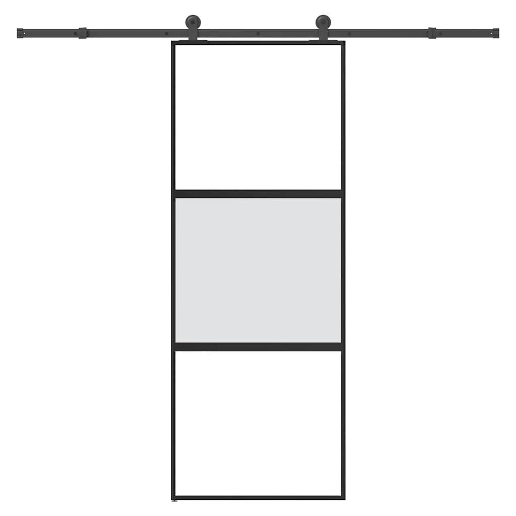Schuifdeur met beslag 76x205 cm gehard glas en aluminium – afbeelding 1