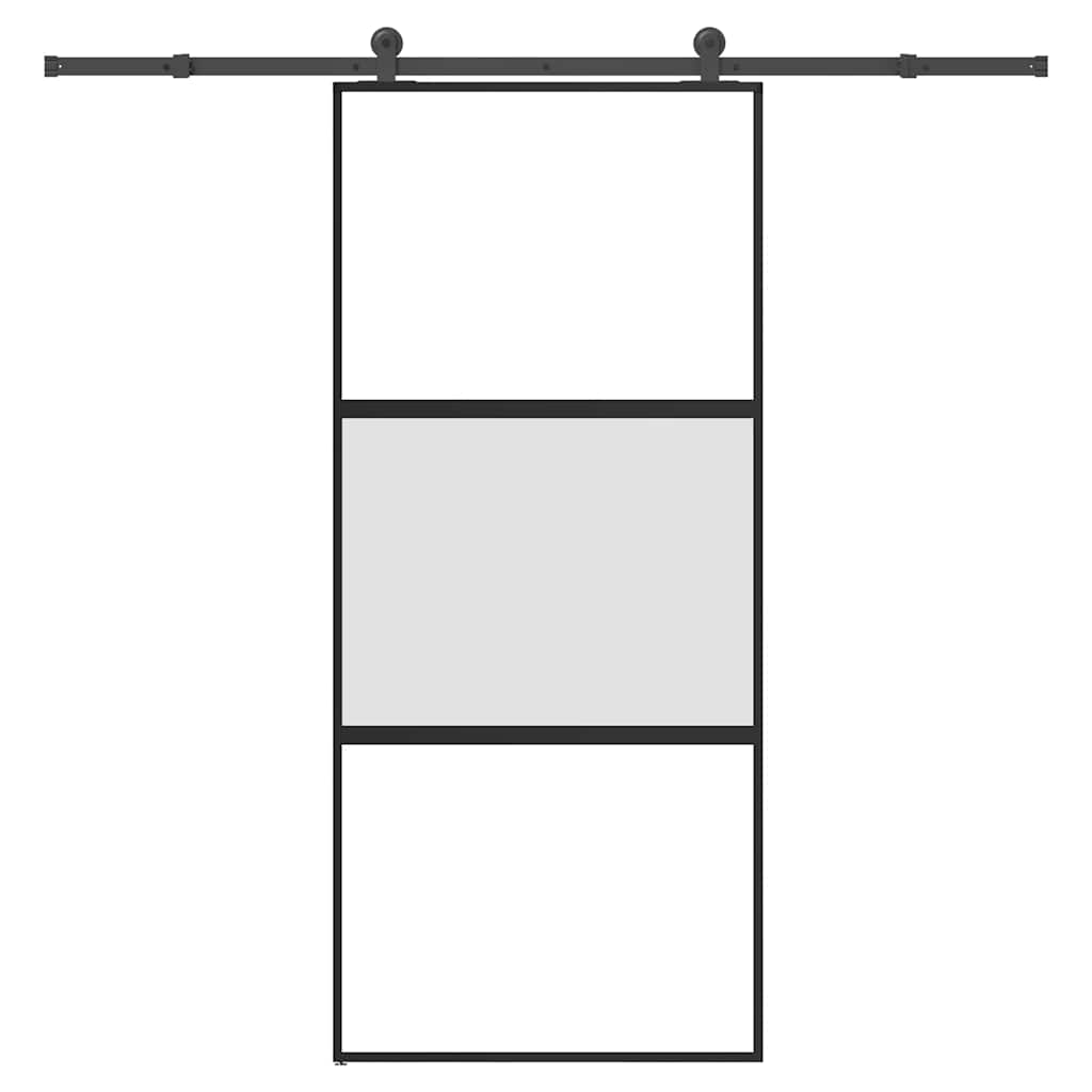 Schuifdeur met beslag 90x205 cm gehard glas en aluminium