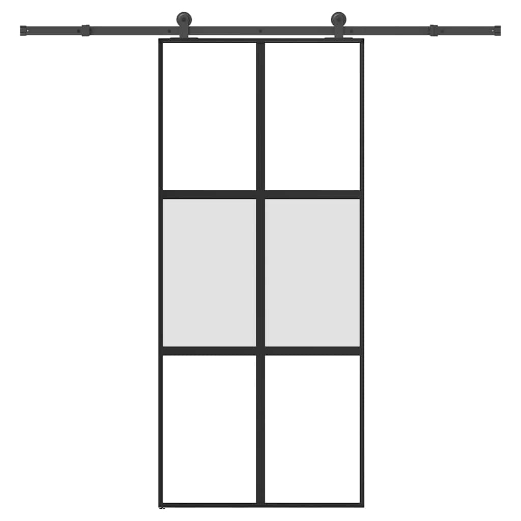 Schuifdeur met beslag 90x205 cm gehard glas en aluminium – afbeelding 1