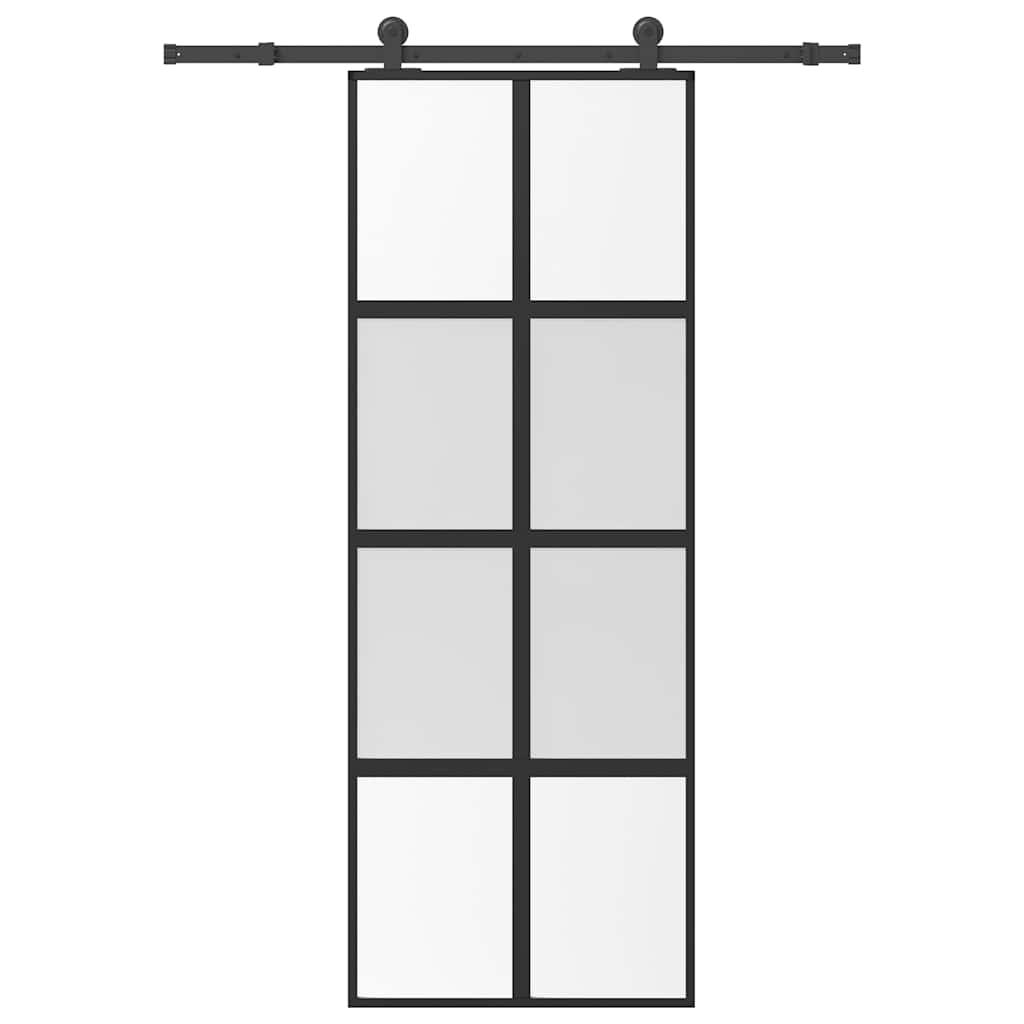 Schuifdeur met beslag 76x205 cm gehard glas en aluminium – afbeelding 1
