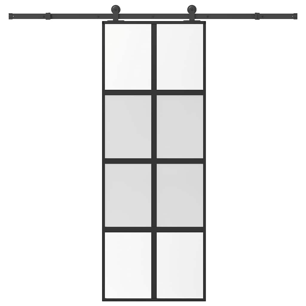 Schuifdeur met beslag 76x205 cm gehard glas en aluminium – afbeelding 1