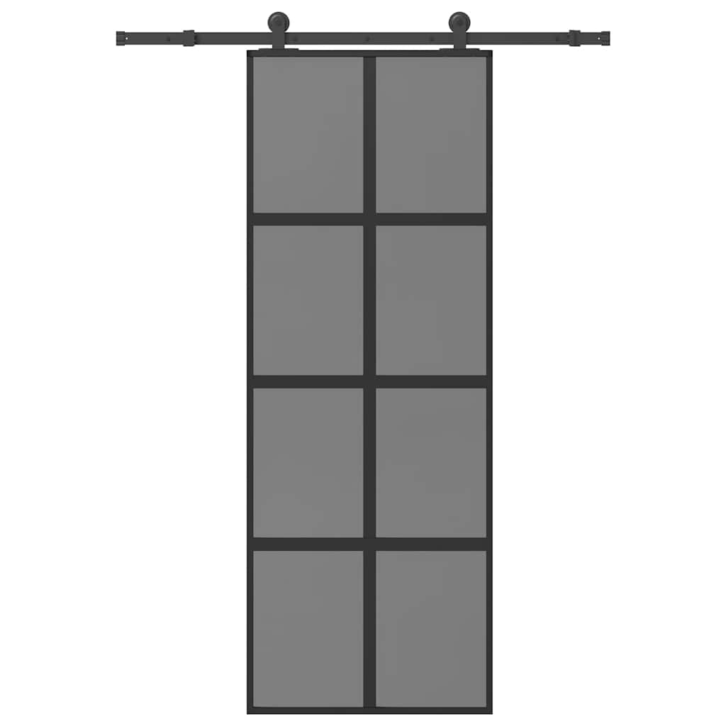 Schuifdeur met beslag 76x205 cm gehard glas en aluminium – afbeelding 1