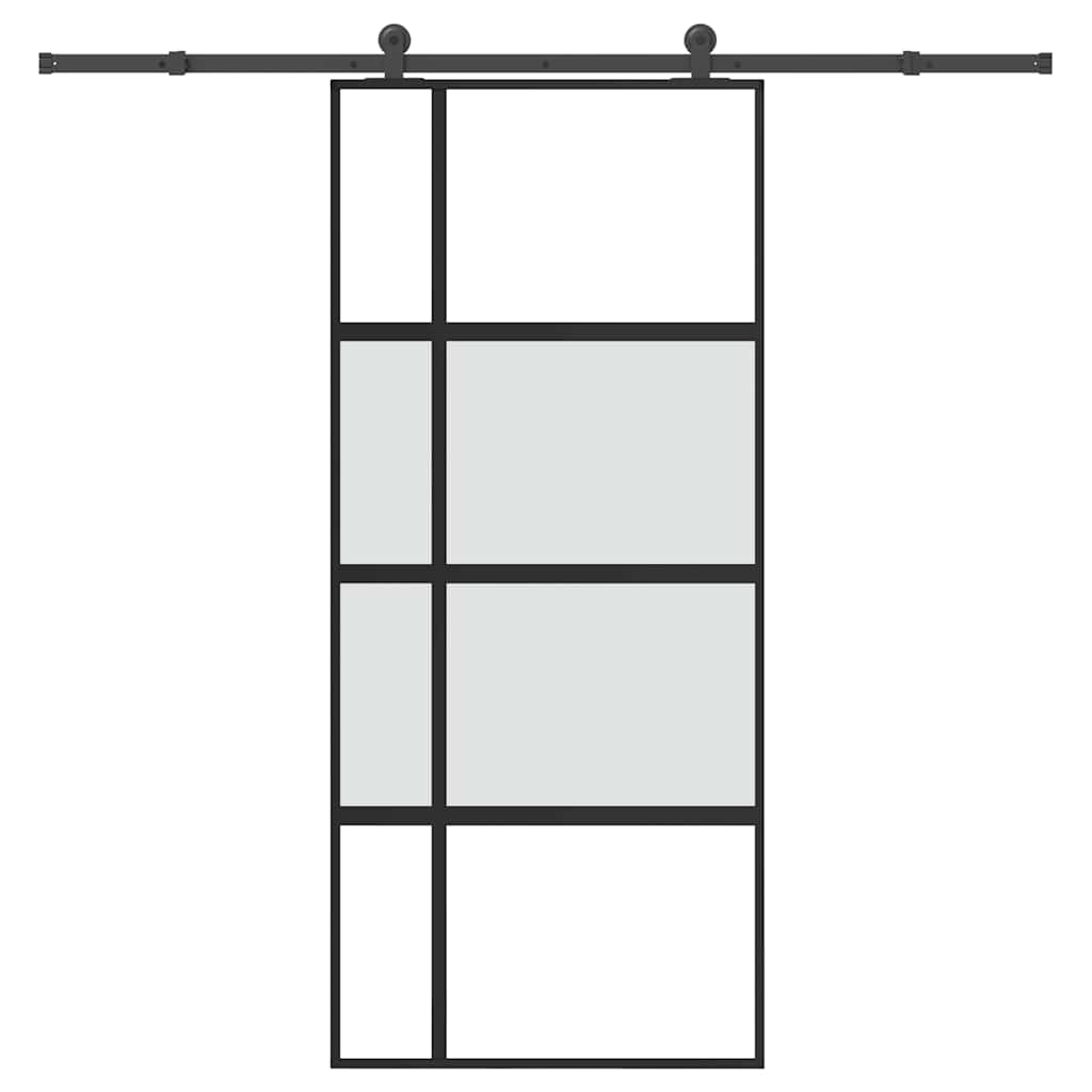 Schuifdeur met beslag 90x205 cm gehard glas en aluminium