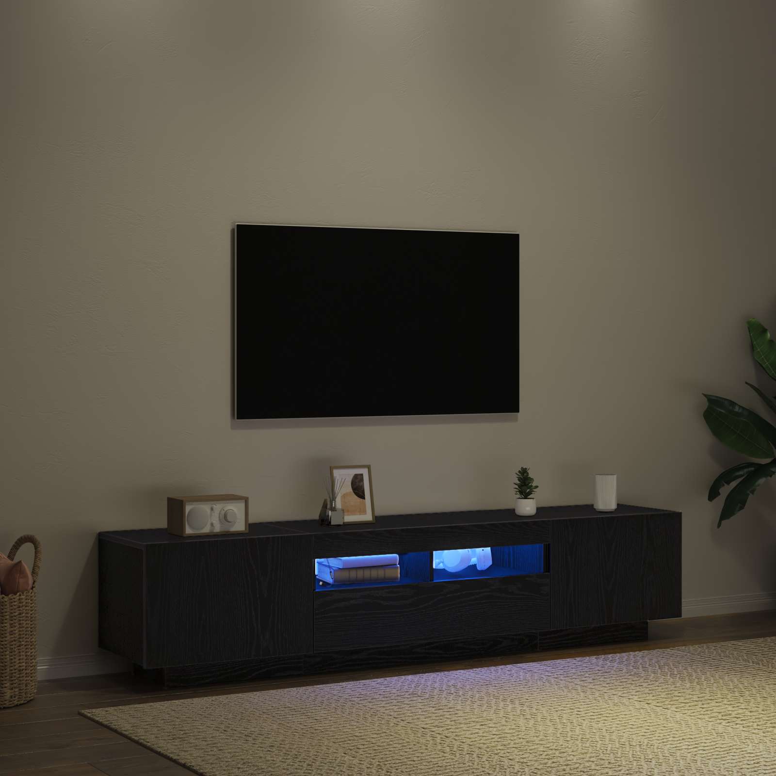 Tv-meubelset 2 pcs Zwart 180 x 35 x 40 cm Bewerkt hout