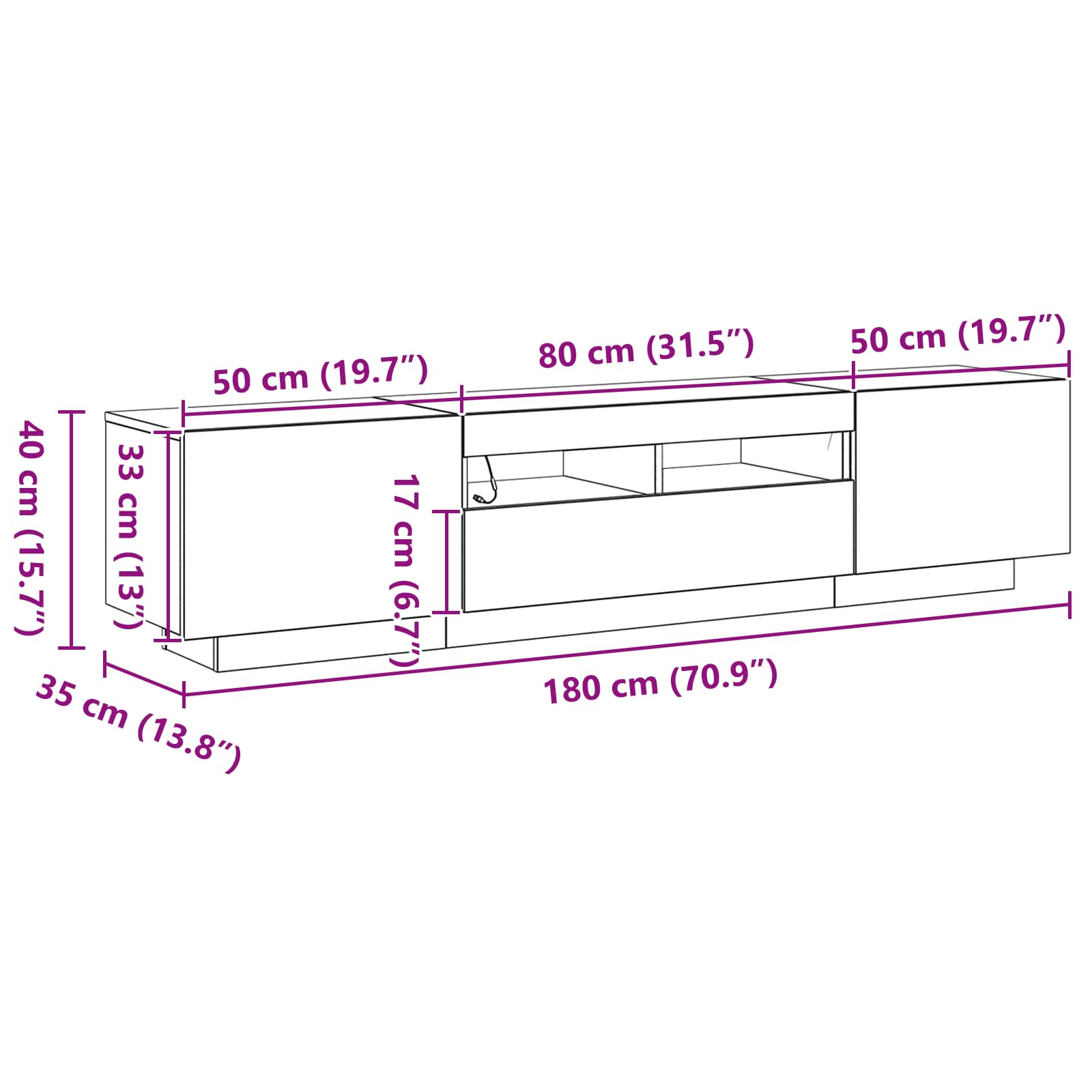 Tv-meubelset 2 pcs Zwart 180 x 35 x 40 cm Bewerkt hout – afbeelding 12