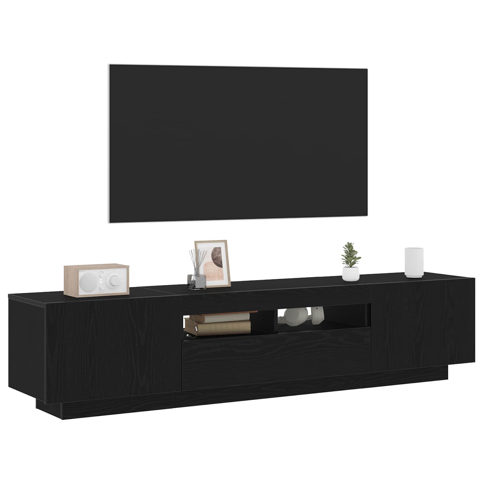 Tv-meubelset 2 pcs Zwart 180 x 35 x 40 cm Bewerkt hout – afbeelding 3