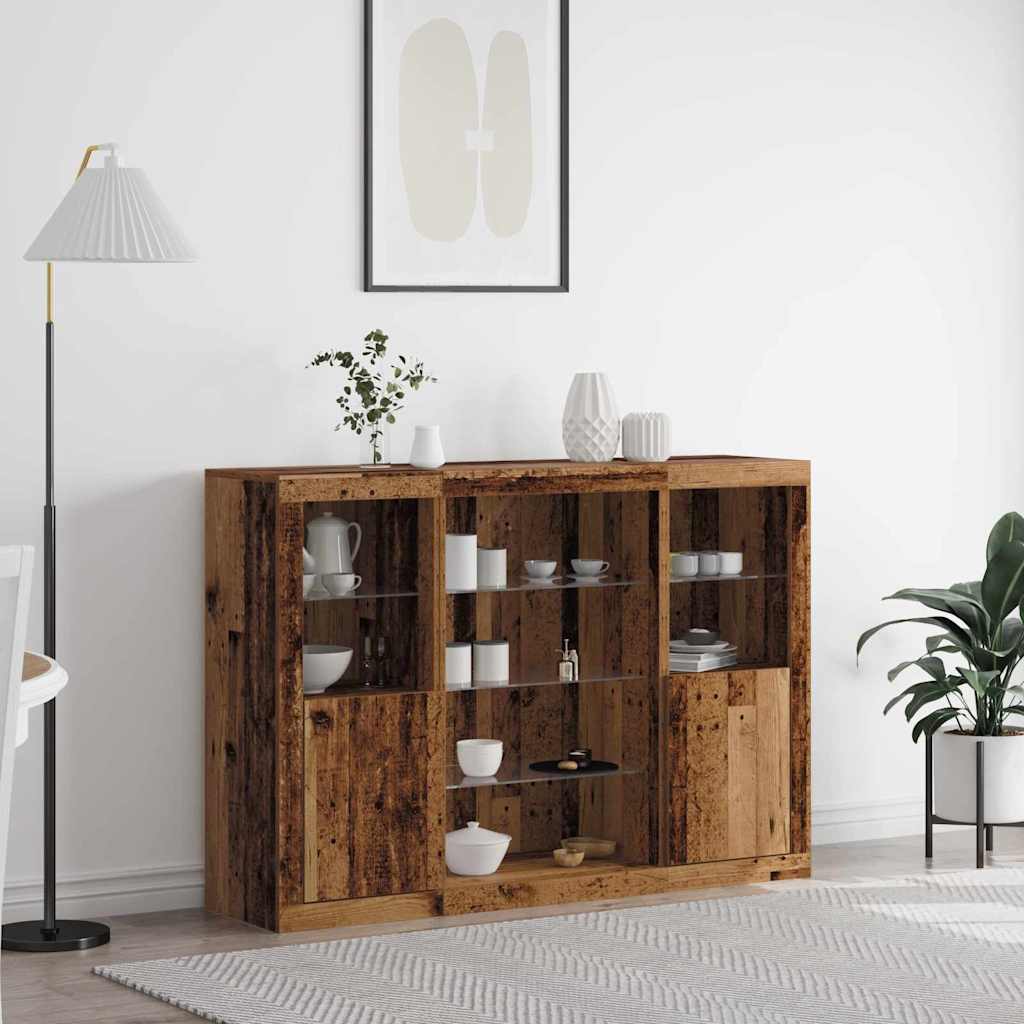 LED Sideboard Oudhout 142,5 x 37 x 100 cm Bewerkt hout – afbeelding 1