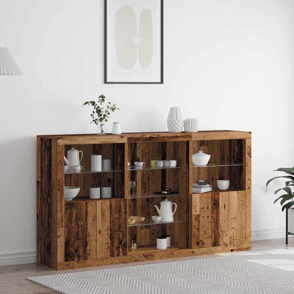 LED Sideboard Oudhout 181,5 x 37 x 100 cm Bewerkt hout – afbeelding 1