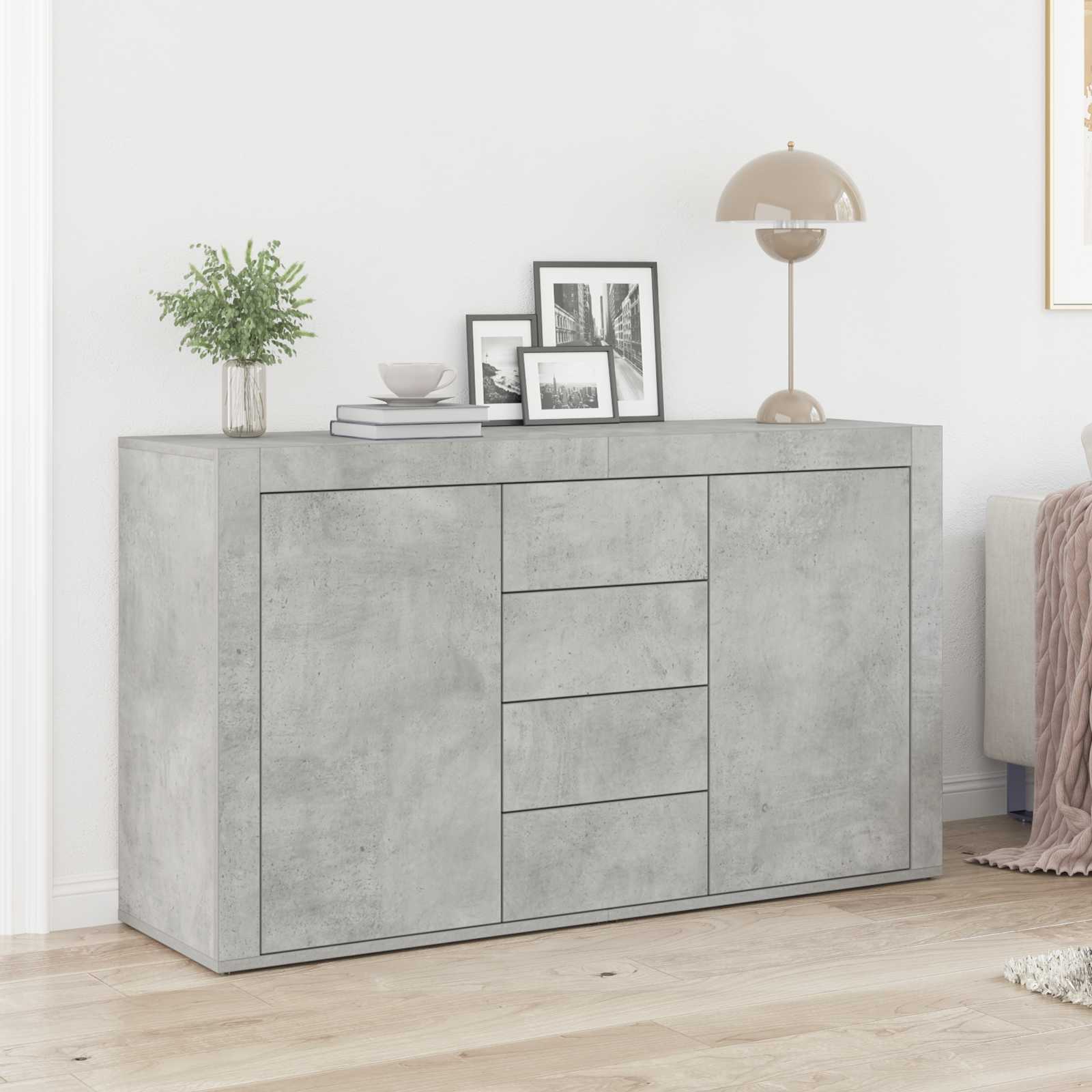 Dressoir met lade Beton Grijs 120 x 36 x 69 cm Bewerkt hout
