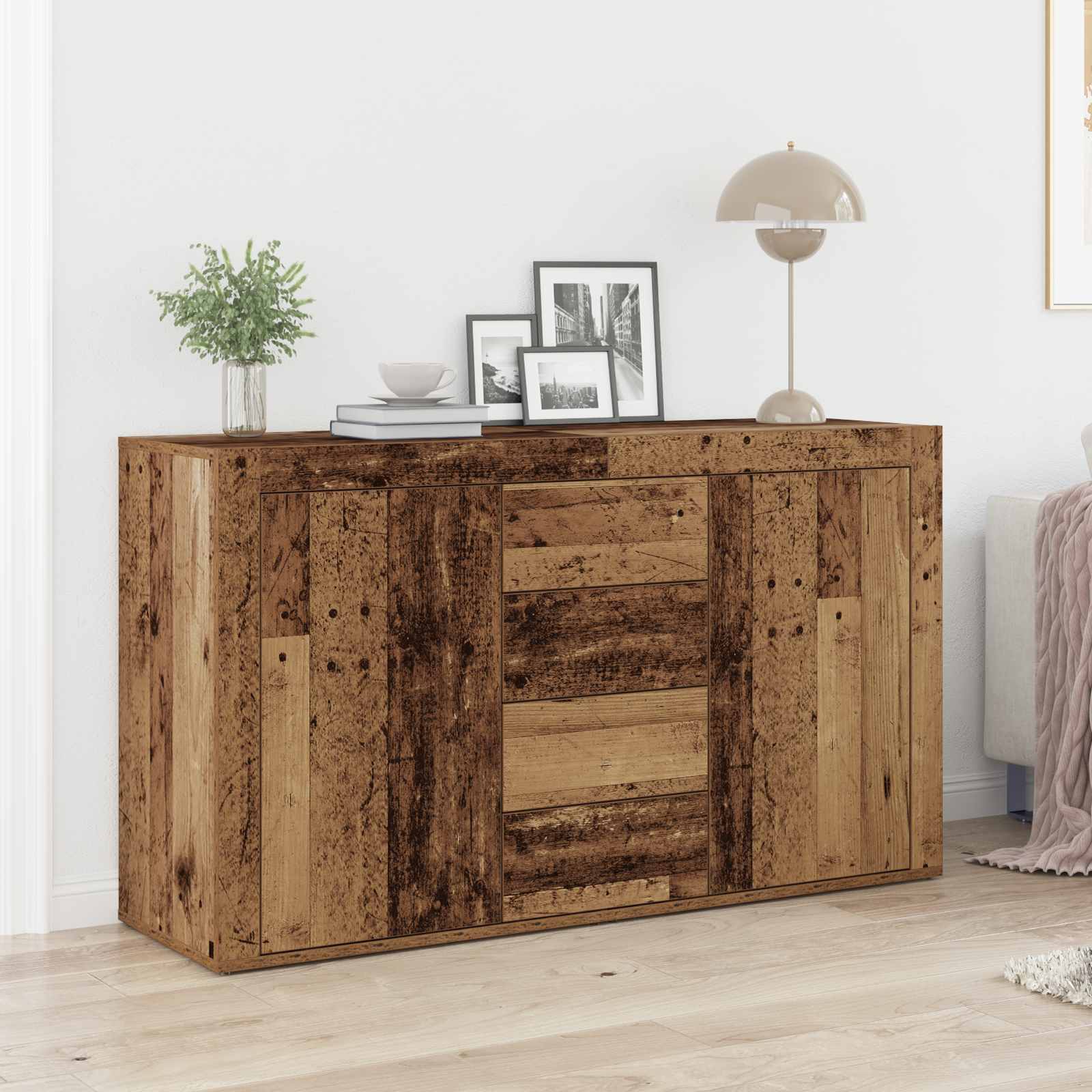 Dressoir met lade Oudhout 120 x 36 x 69 cm Bewerkt hout