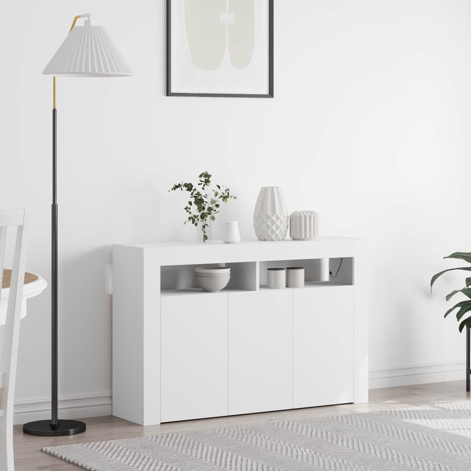 Dressoir met LED-striplichten Wit 116 x 30 x 75 cm Bewerkt hout