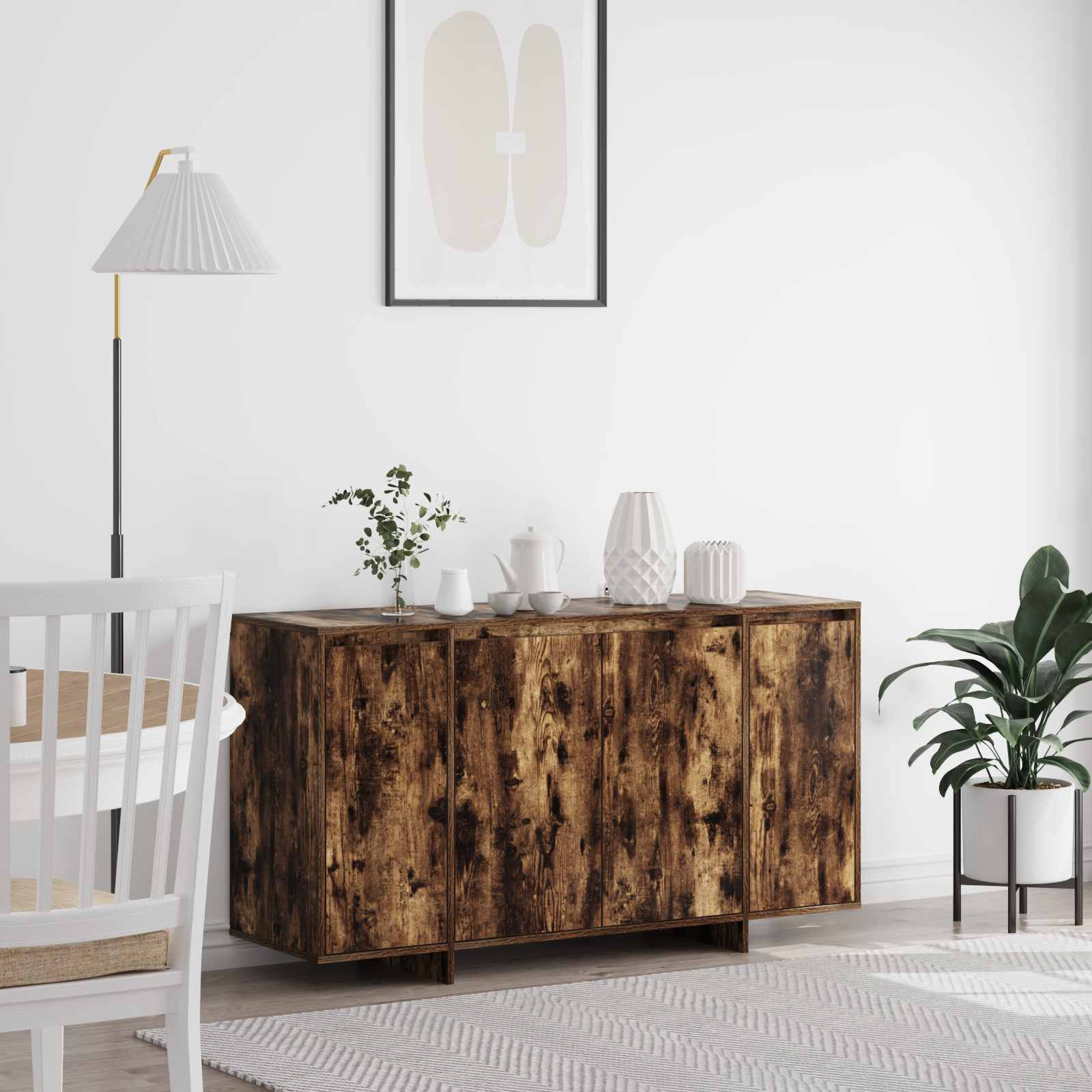 Dressoir Gerookt eiken 135 x 41 x 75 cm Bewerkt hout