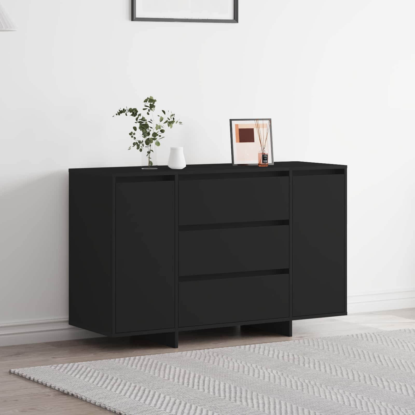 Dressoir met lade Zwart 120 x 41 x 75 cm Bewerkt hout