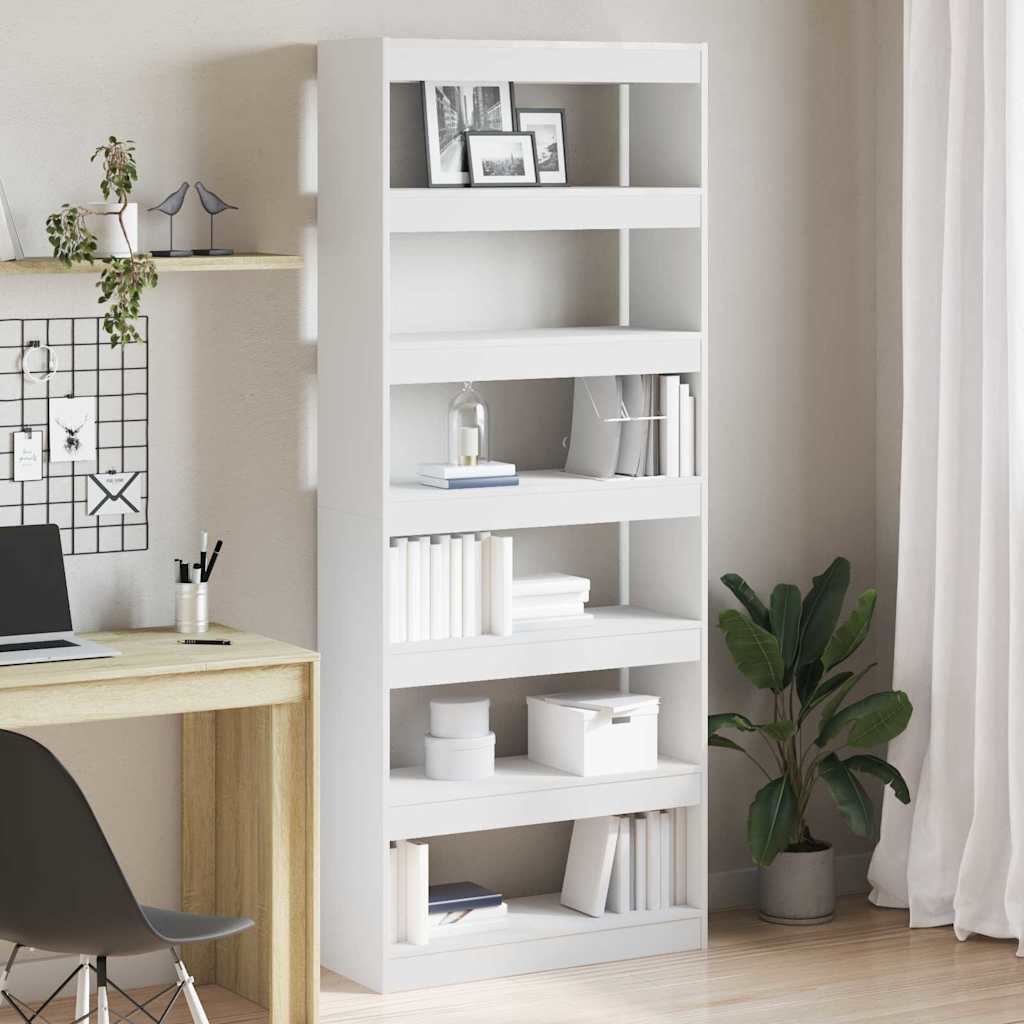 Boekenkast met plank Wit 80 x 30 x 198 cm Bewerkt hout