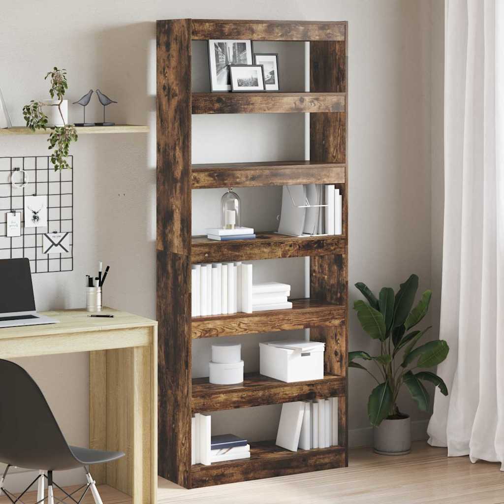 Boekenkast Gerookt eiken 80 x 30 x 198 cm Bewerkt hout