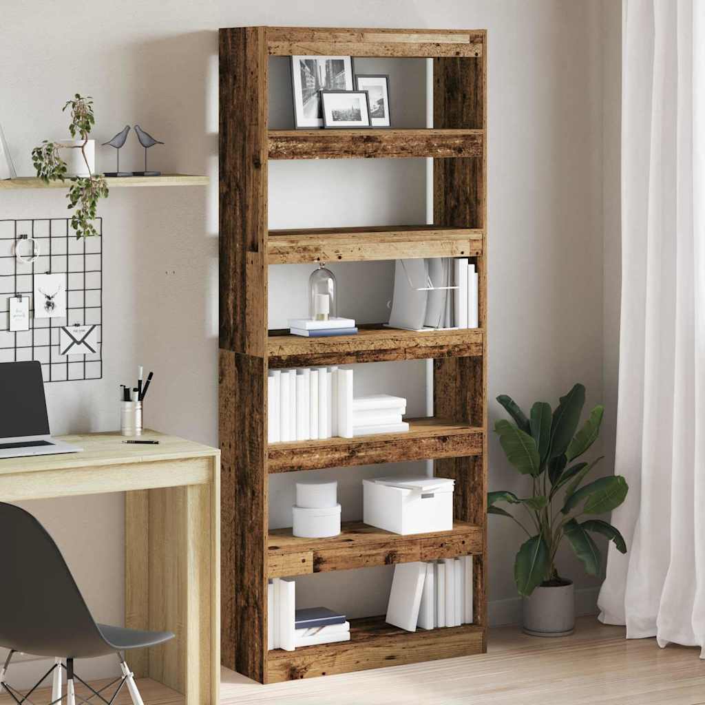 Boekenkast met plank Oudhout 80 x 30 x 198 cm Bewerkt hout