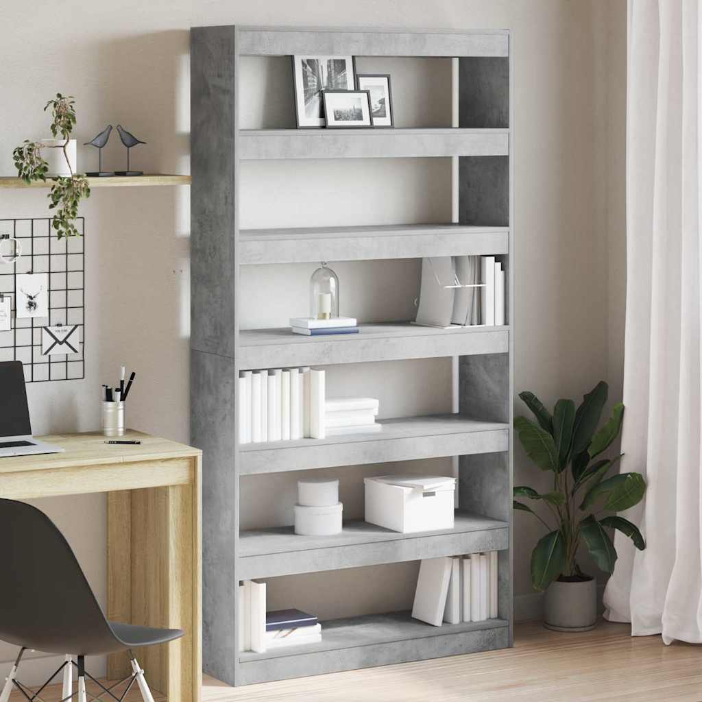 Boekenkast Beton Grijs 100 x 30 x 198 cm Bewerkt hout