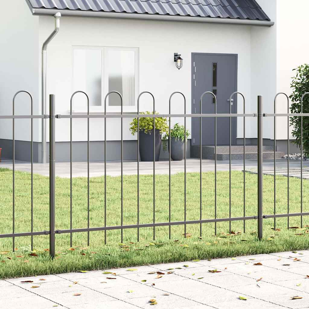 Tuinhek 9 pcs Grijs 15,3 x 1,2 m Poedercoating staal – afbeelding 1
