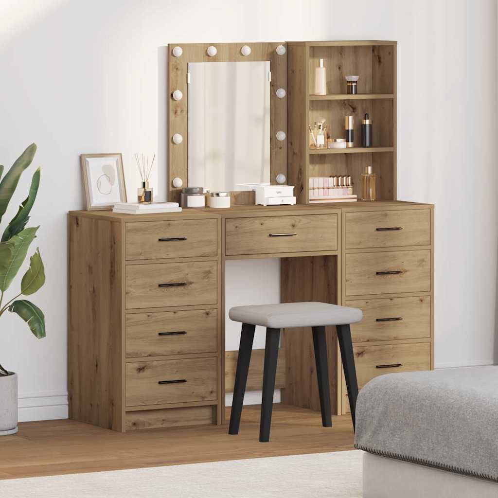 Plafondtafel met spiegellichten 3 pcs Bruin Bewerkt hout
