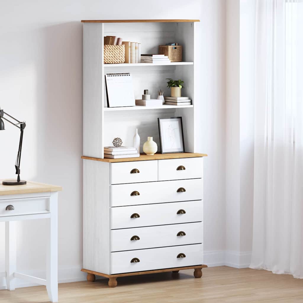 Hutch met lade ASKIM Wit 91 x 40 x 200,5 cm Massief grenenhout